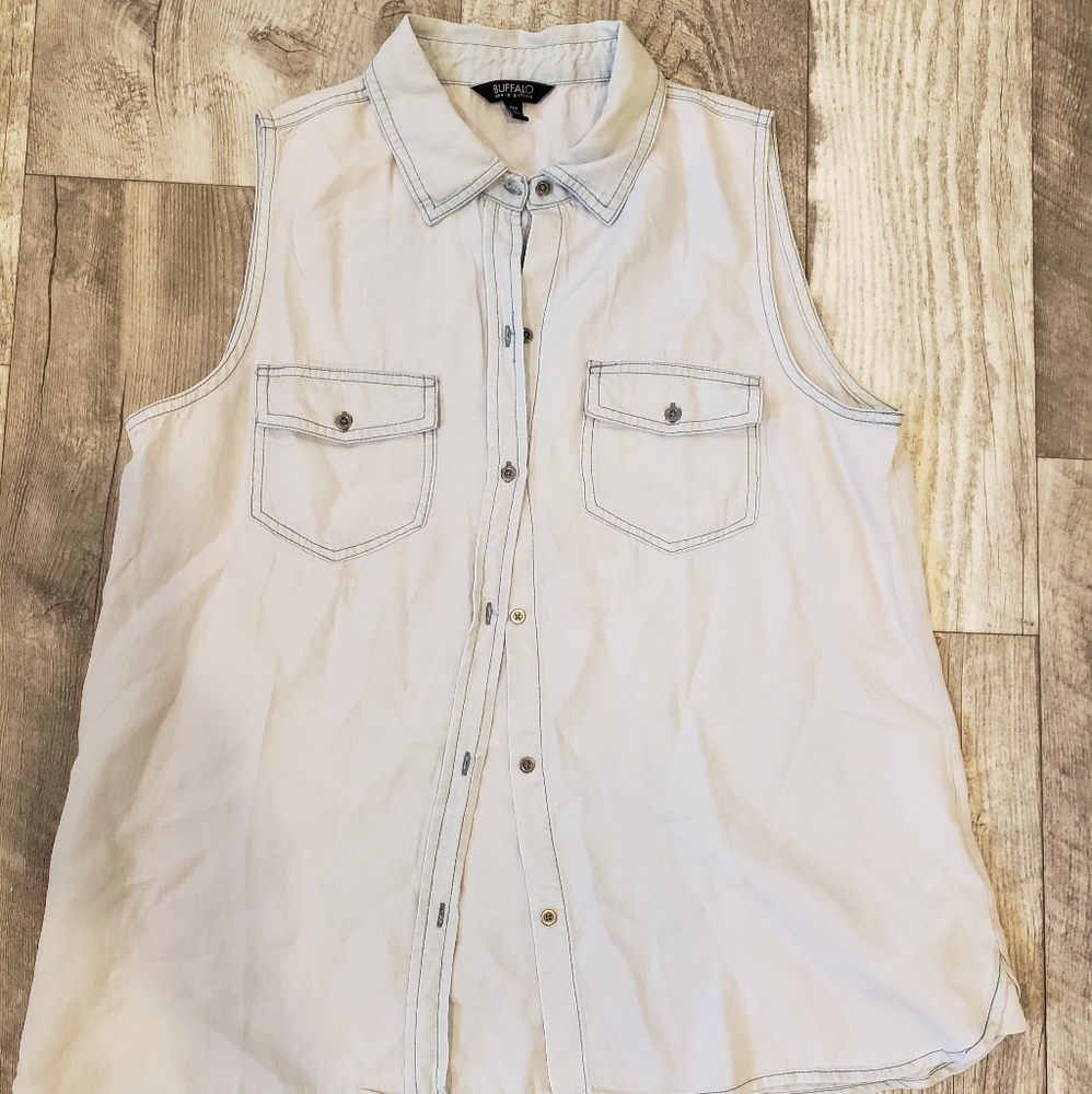 Buffalo Sleeveless Button Up Jean Shirt